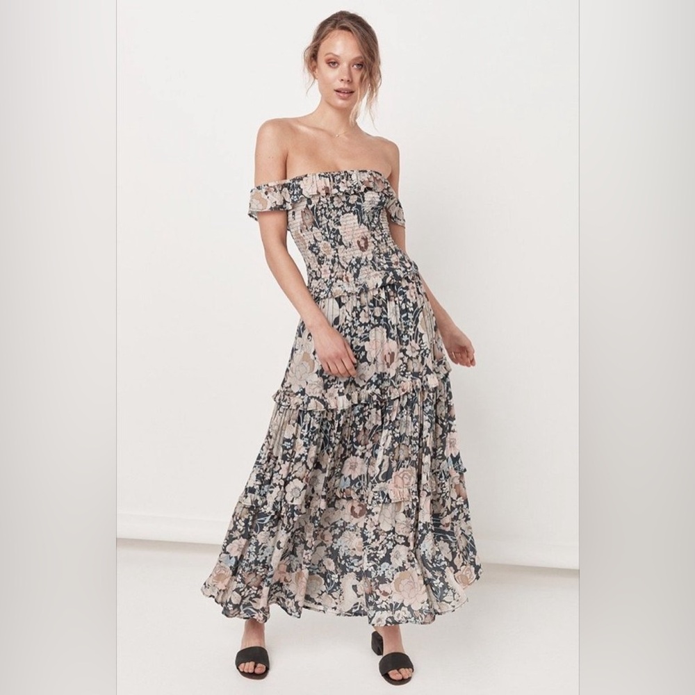 Spell Black and White Ruffled Tiered Sundress